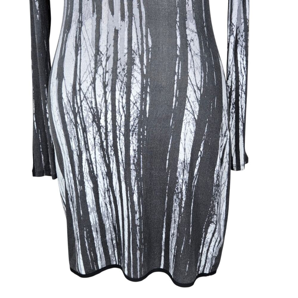 Silence + Noise Dress Womens XS Black Sheer Long Sleeve Moon Forest Print Goth - Picture 5 of 11